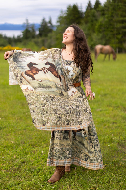 Born To Run Scarf with Wild Horse & Floral Print Pre-Order Ships In August
