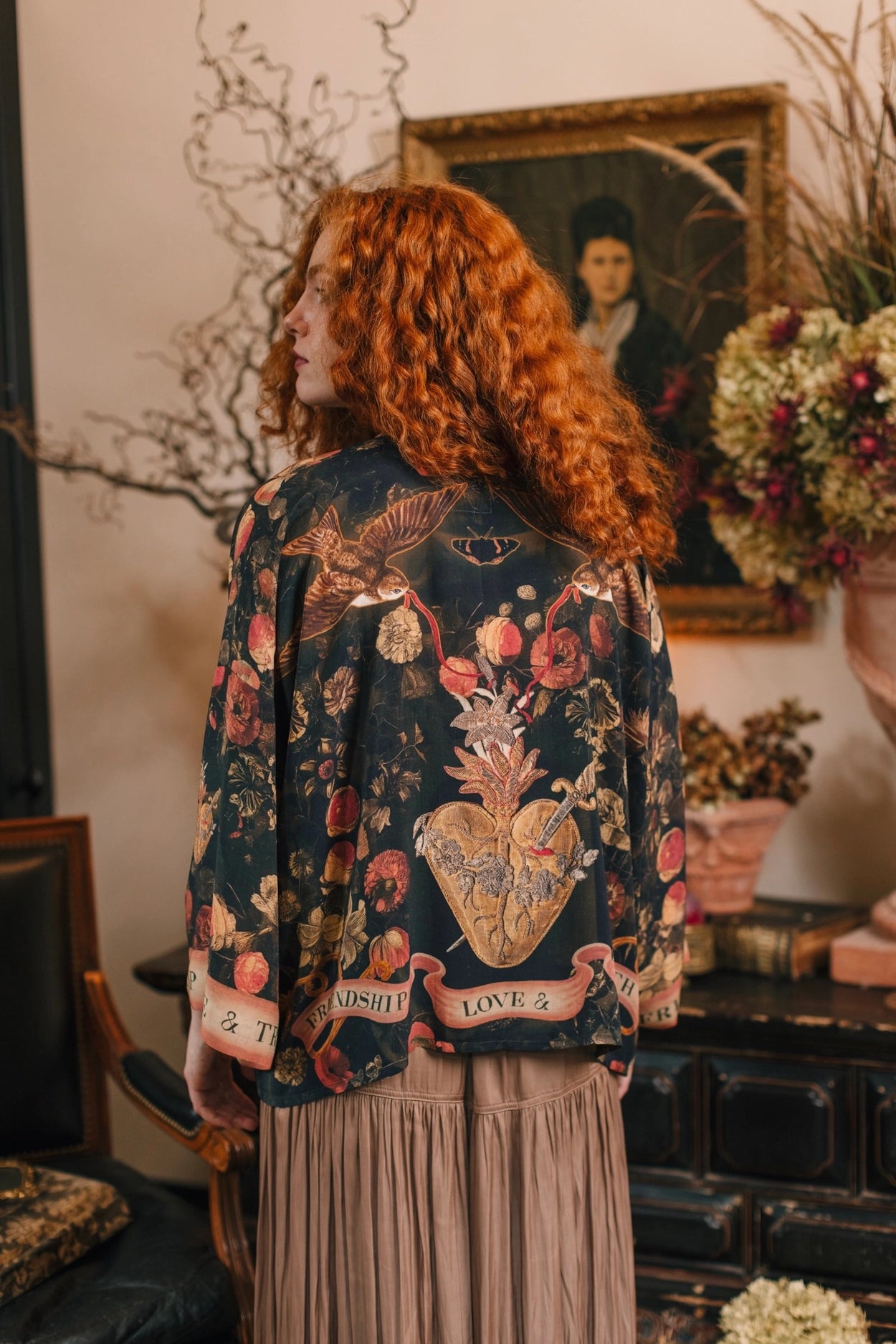 Heart of Gold Pixie Duster Crop Kimono w/ Sacred Heart Pre-Order Ships In September