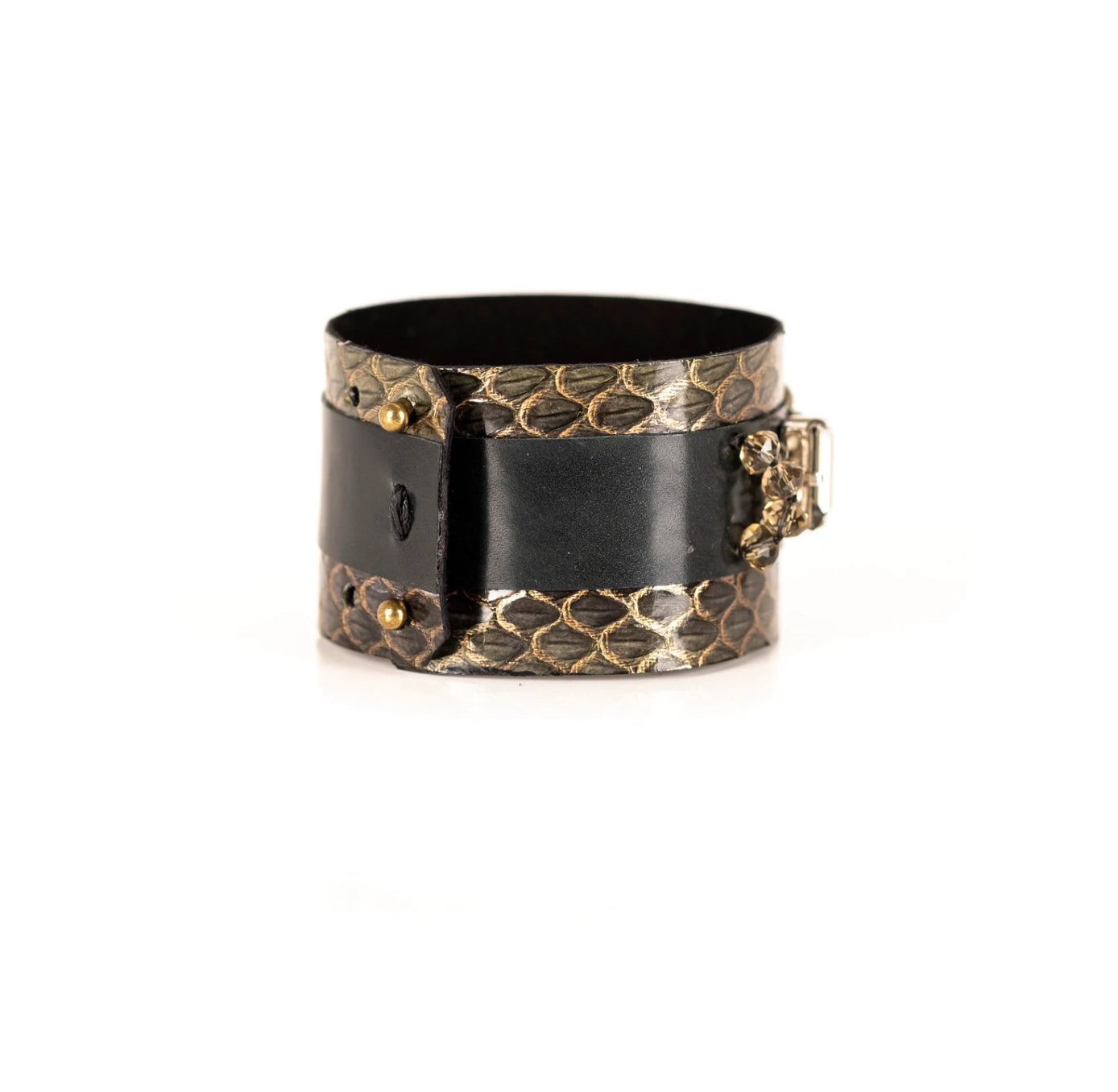 The Sparkler Snake Skin Leather Cuff With Swarovski Crystals