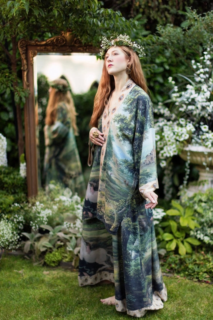 The Mythmaker Matinée Duster Kimono w/ Landscape & Unicorn Pre-Order Ship March 2026