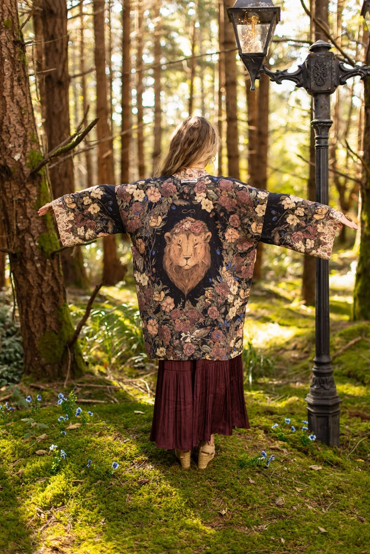 Lionheart Matinée Duster w/ Florals & Narnia Inspired Print - Pre Order - Ships in March 2026