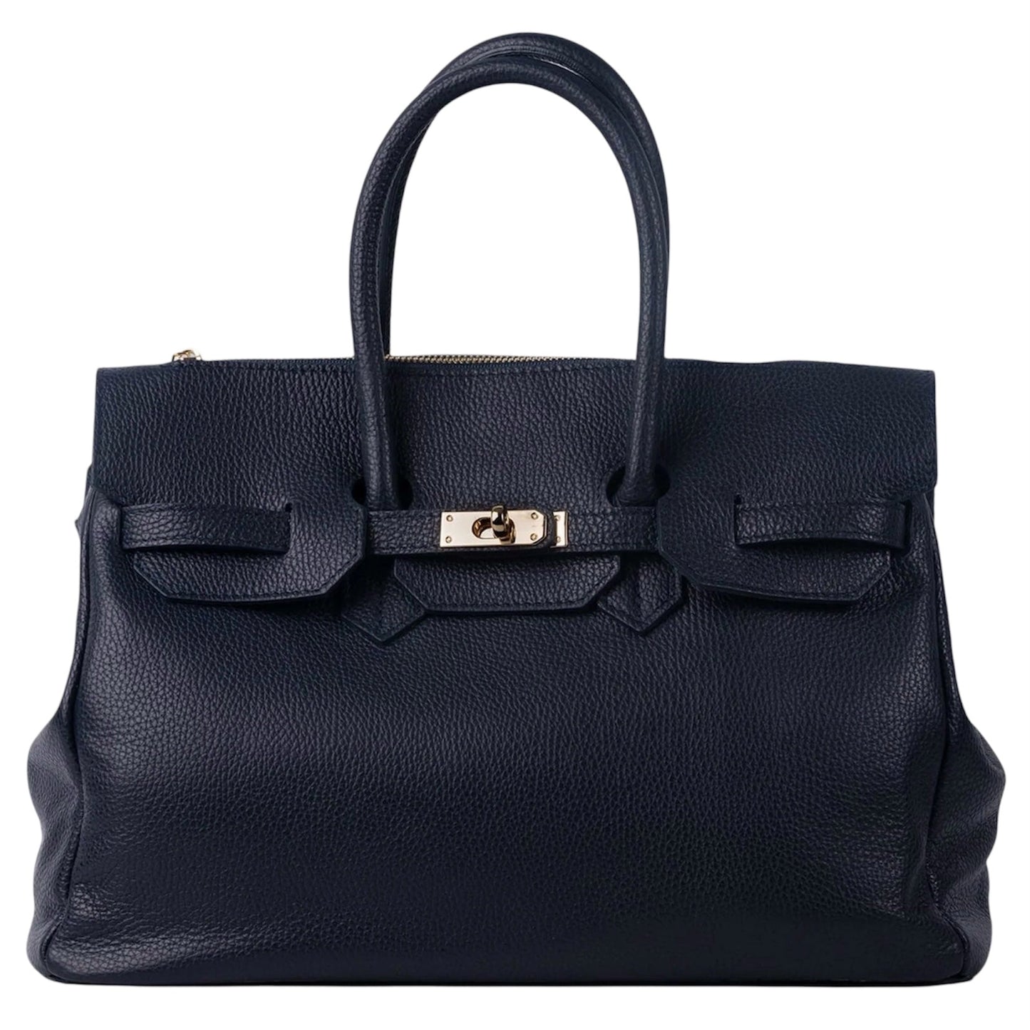 Navy Italian Dollaro Leather Handbag