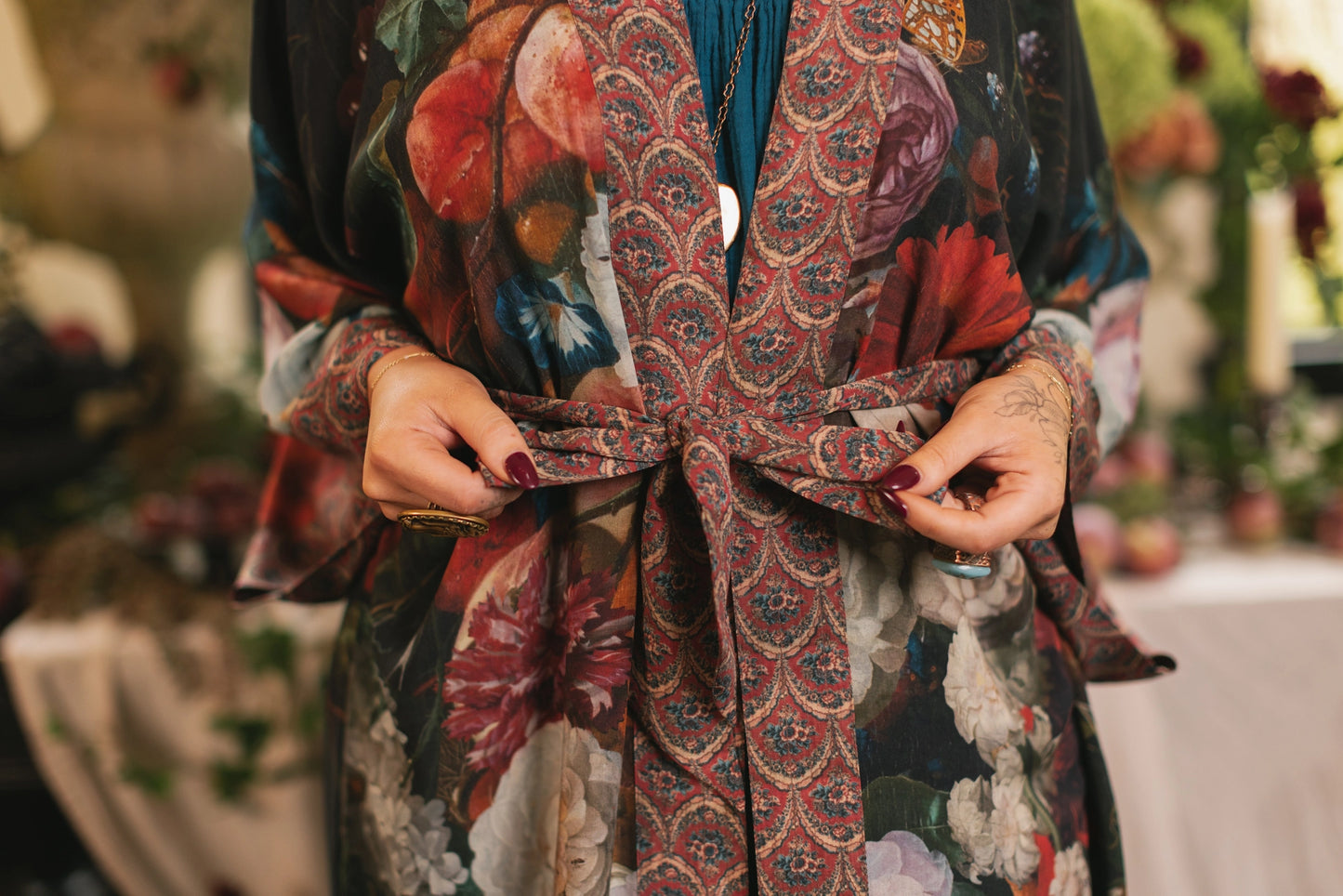 Flight of Fancy Opera Duster Kimono Robe Hummingbird Print - Pre-Order - Ships In May