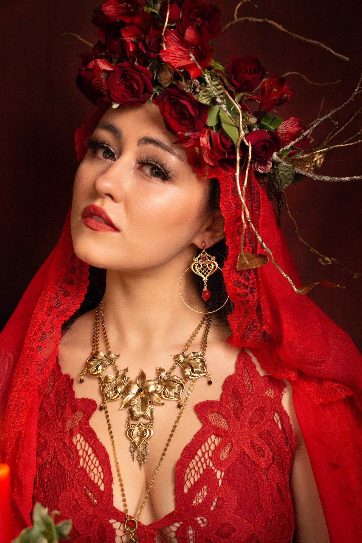 Pomegranate Hoop Earrings
