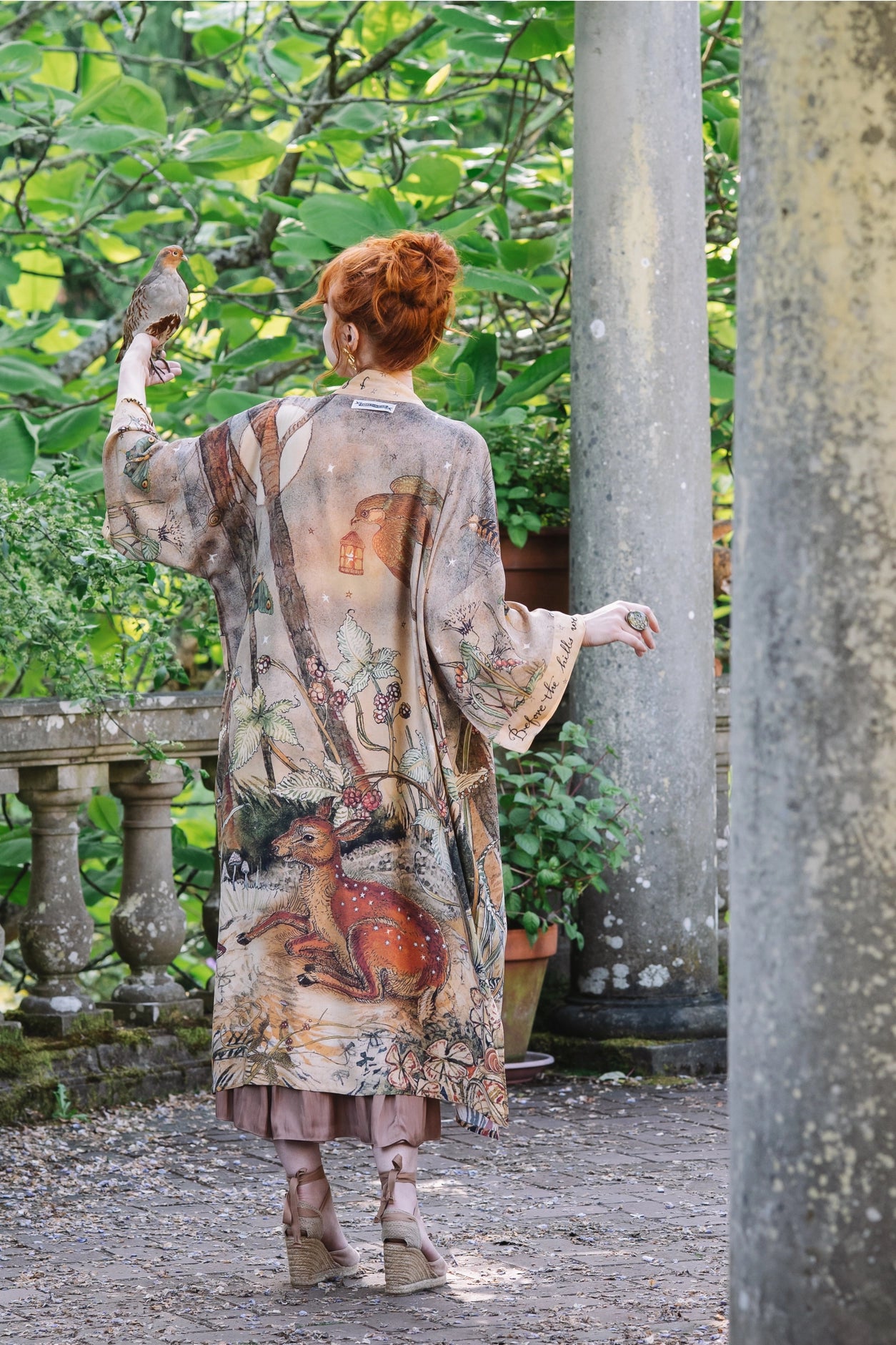 Lovelight Opera Duster Kimono Robe W/Woodland Deer & Swallow - Pre Order - Ships Late October 2025