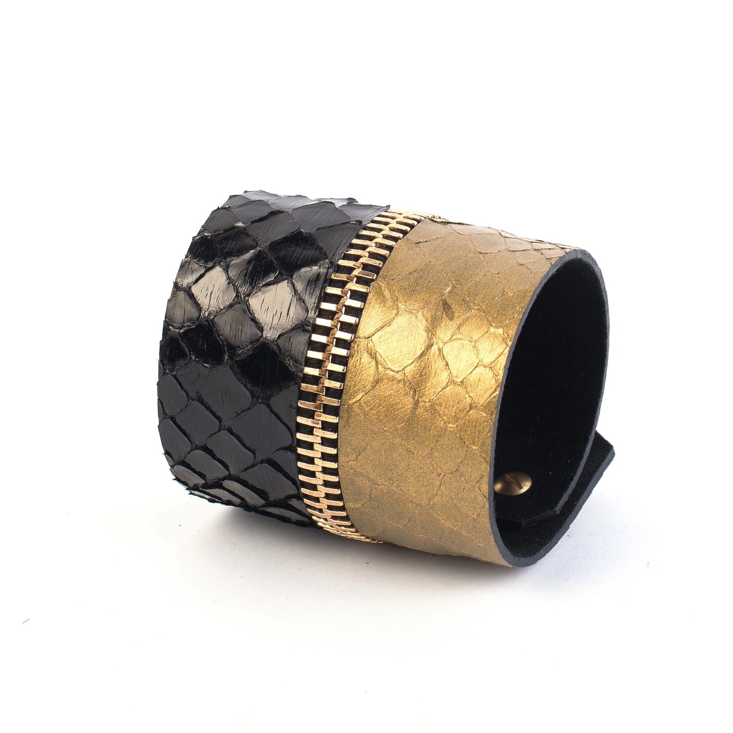 The Double Zipper Leather Cuff Bracelet