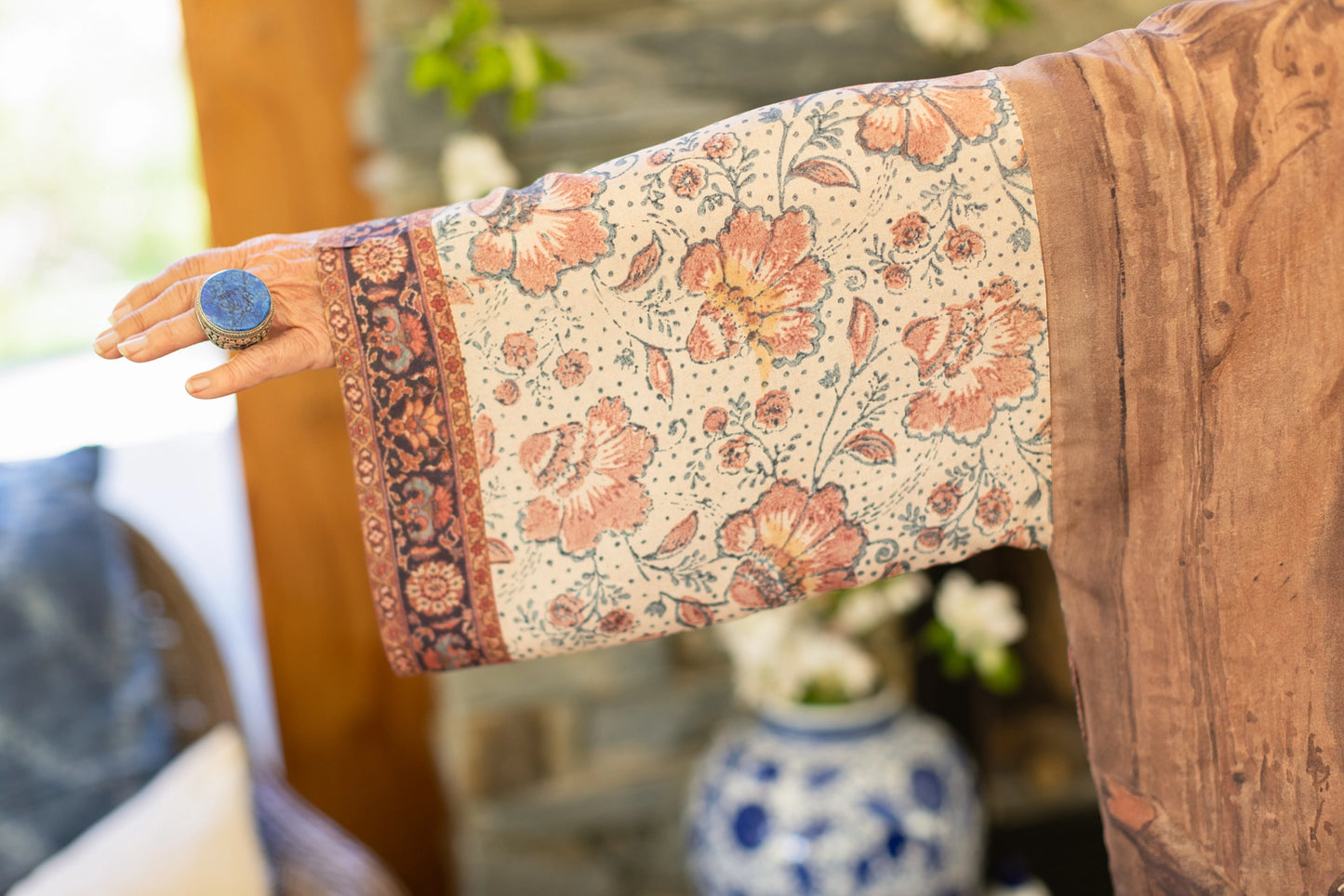 The Storyteller Matinée Duster Kimono With Sunflowers & Pottery