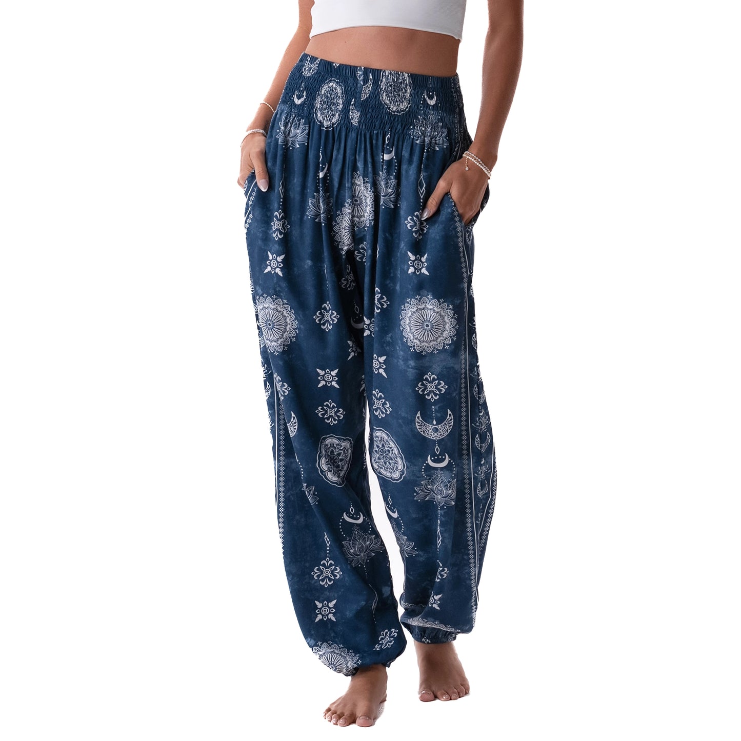 Nova Blue Lotus Moon Harem Pants
