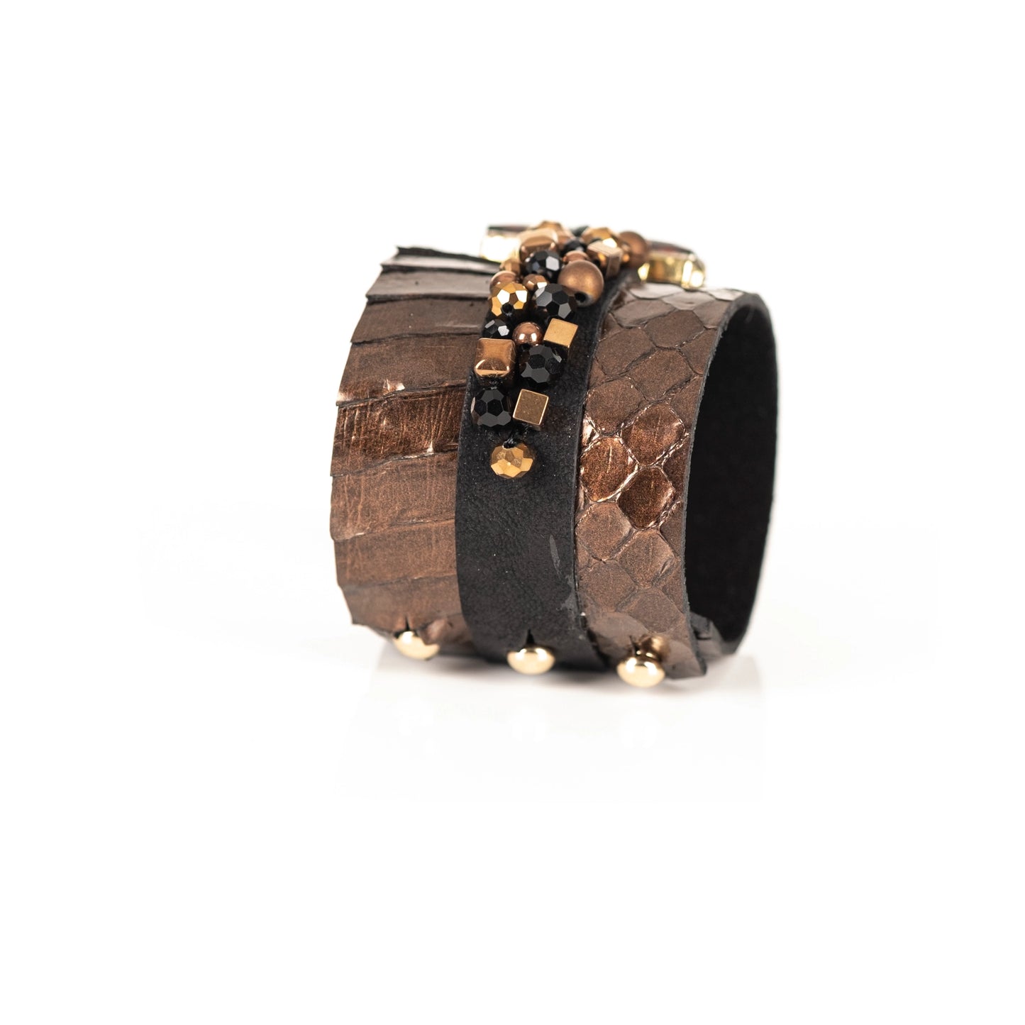 The Crystal Scale Leather Crystal Cuff Bracelet