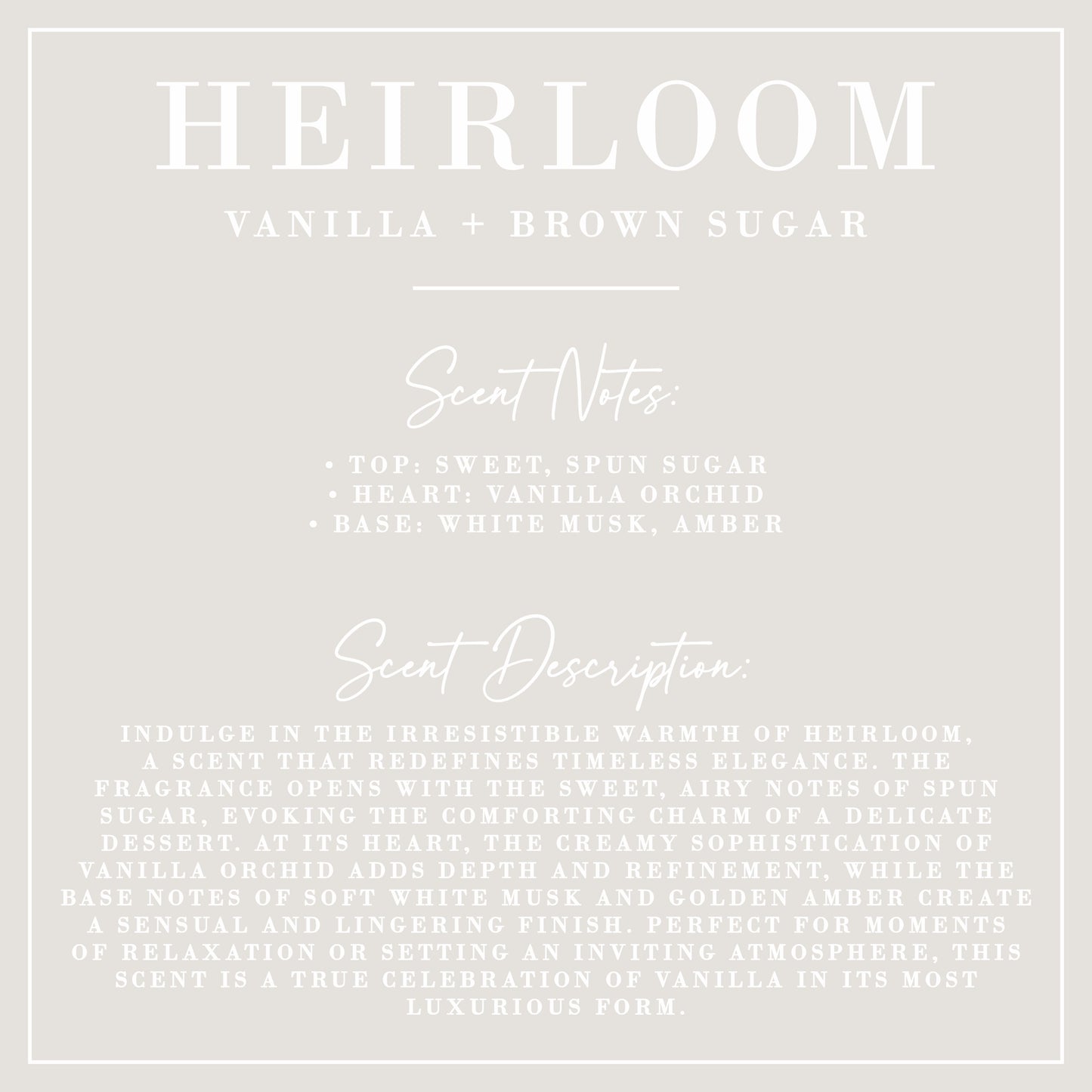 Heirloom | Vanilla + Sugar Candle | Signature Collection