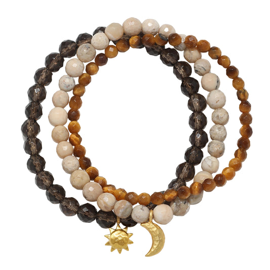 Manifest Balance Gemstone Bracelet Trio