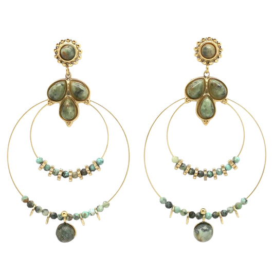 Double Hoop African Turquoise Earrings