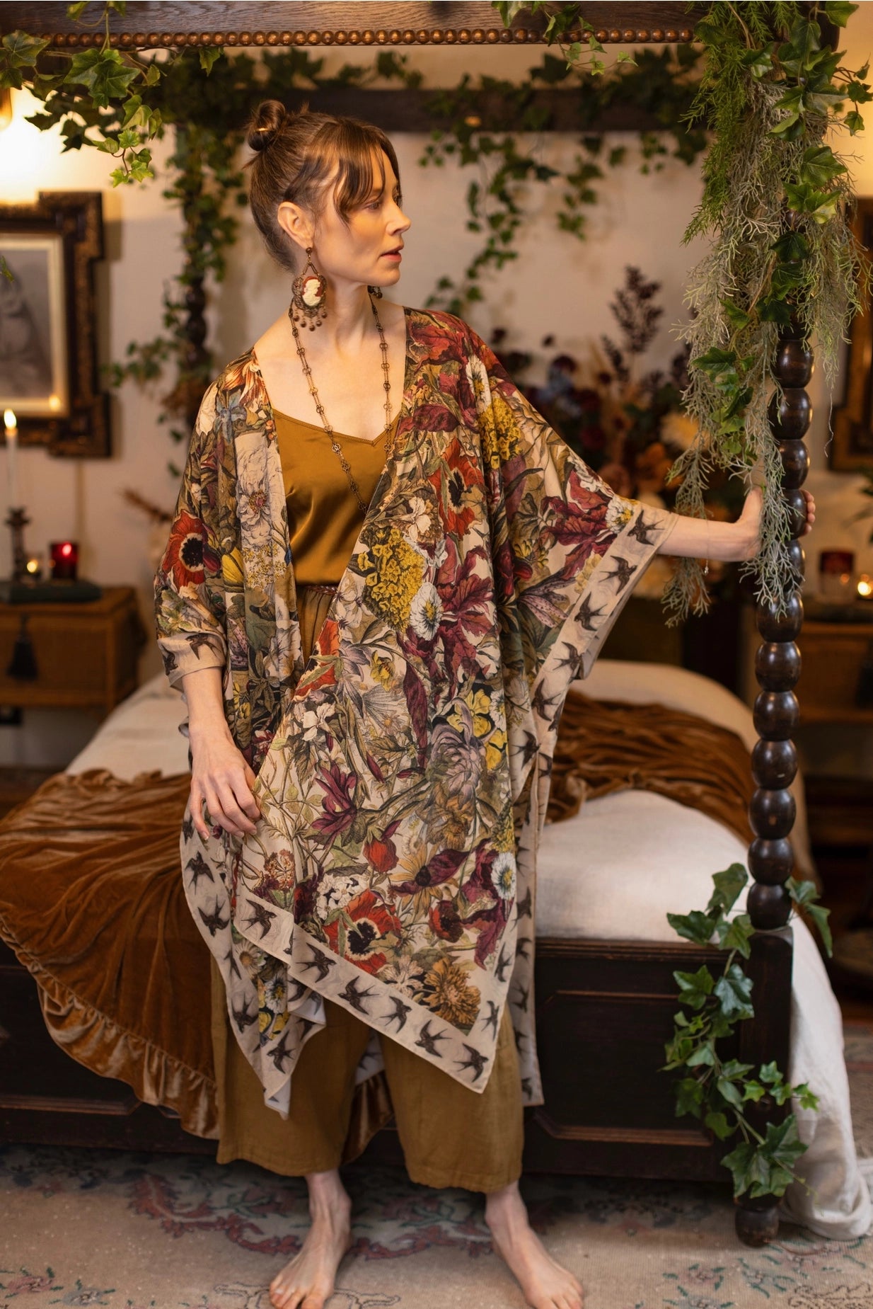 Golden Hour Goddess Duster Kimono w/ Floral Print - Pre-Order - Ships August 2026