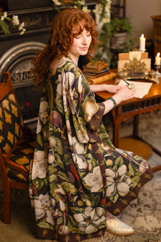 Fleur De Lune Goddess Starduster Kimono w/ Florals & Bees- Pre-Order - Ships In September