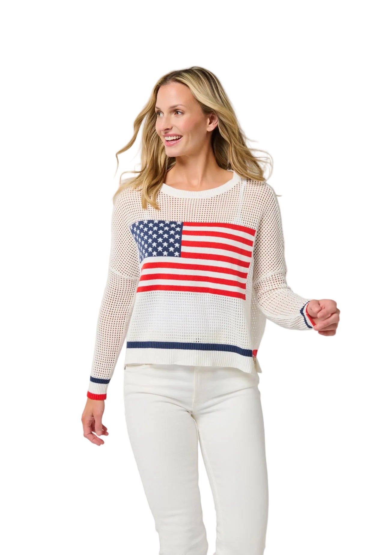 American Flag Mesh Sweater