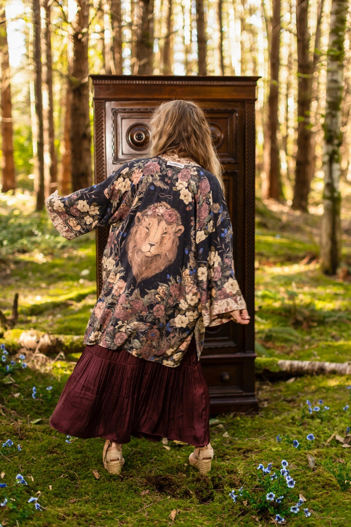 Lionheart Matinée Duster w/ Florals & Narnia Inspired Print - Pre Order - Ships in March 2026
