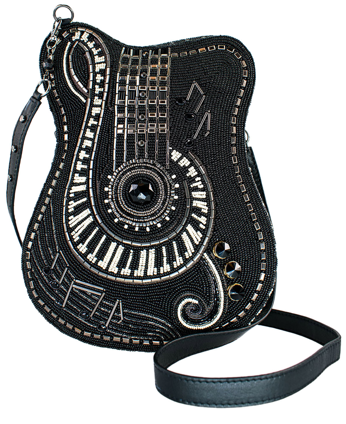 Mary Frances - Noteworthy Guitar and Piano Keys Beaded Crossbody Handbag