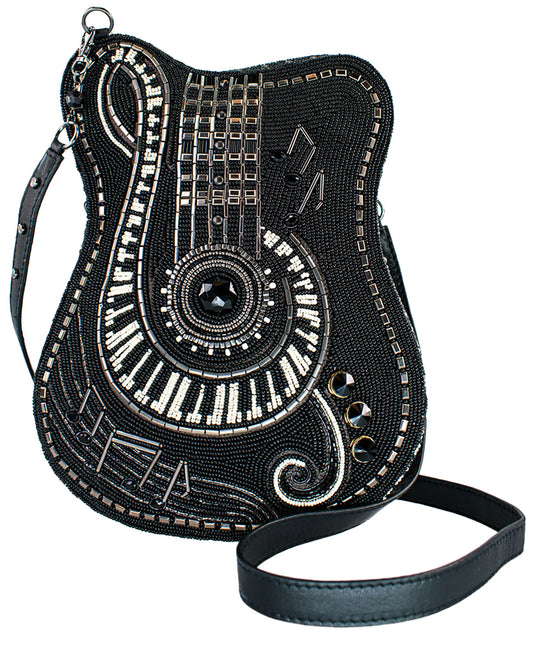 Mary Frances - Noteworthy Guitar and Piano Keys Beaded Crossbody Handbag