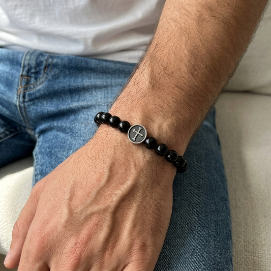 Black Tourmaline Cross Bracelet