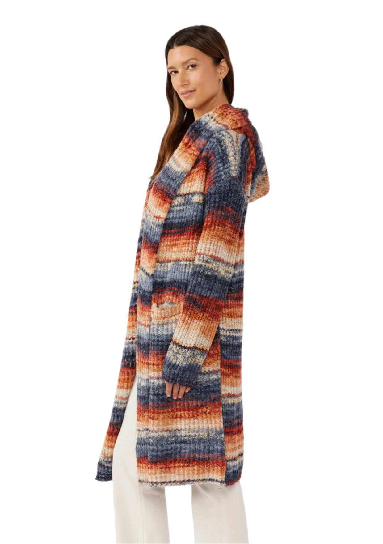 Knit Space Dye Long Sleeve Open Front Cardigan