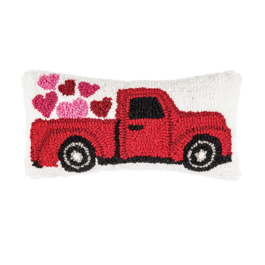 Valentine's Day Heart Red Truck Throw Pillow