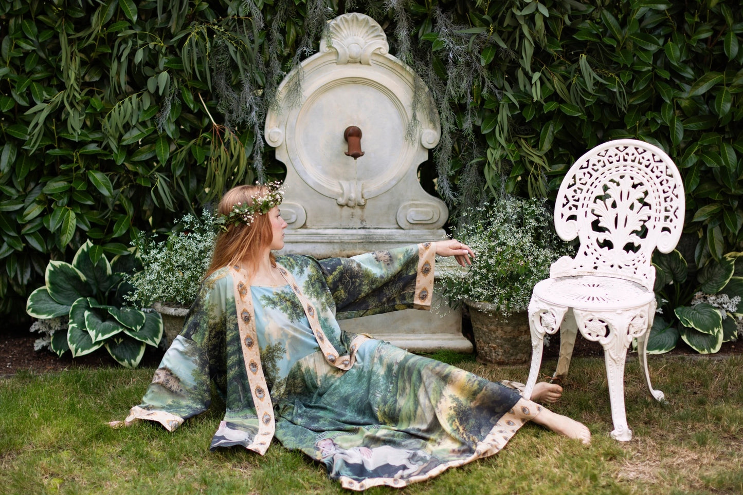 The Mythmaker Bohéme Maxi Slip Dress w/ Landscape & Unicorn Pre-Order Ship March 2026