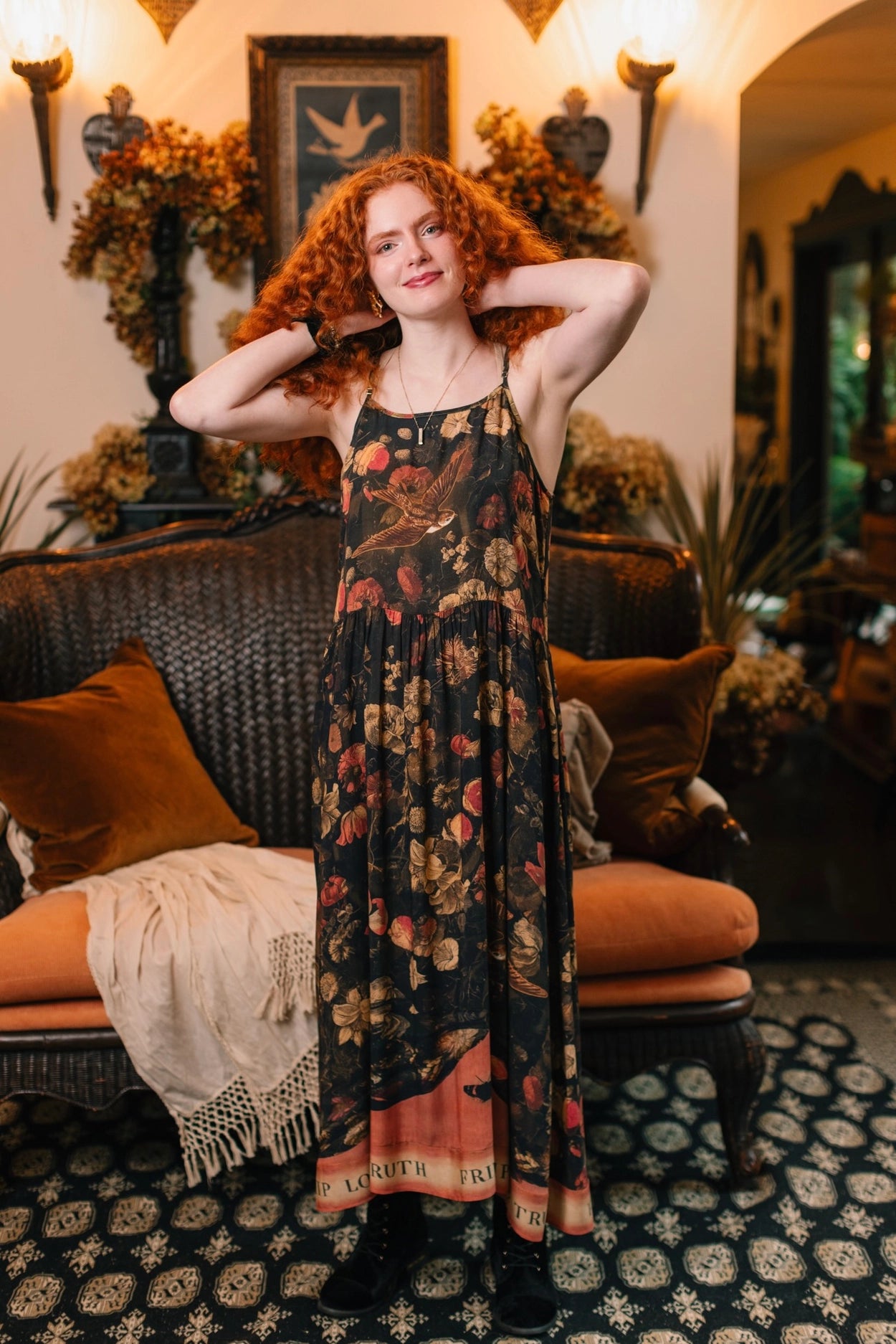 Heart of Gold Bohéme Long Maxi Slip Dress w/ Sacred Heart Pre-Order Ships In September