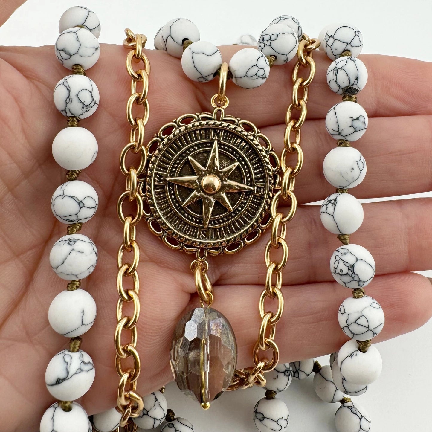 Limited Edition Trust the Journey Compass Long Chain Mantra Necklace