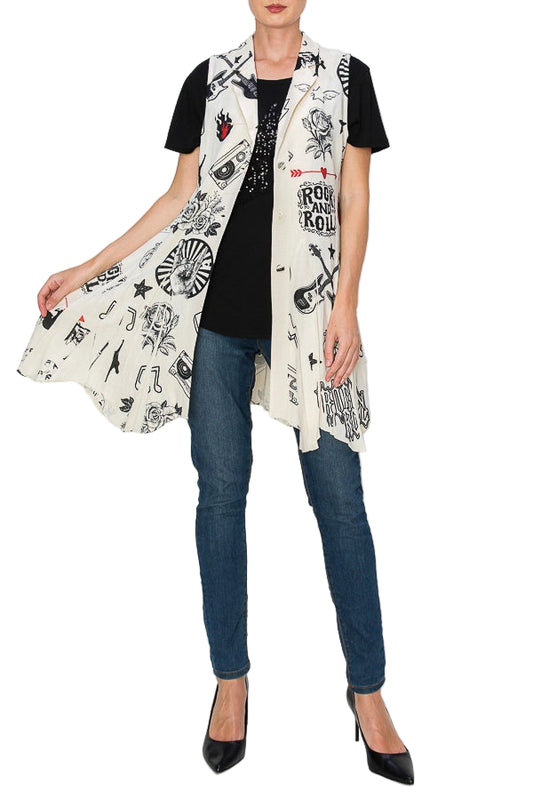 Rock And Roll Button Up Vest with Collar and Ruffles - Ships Late September