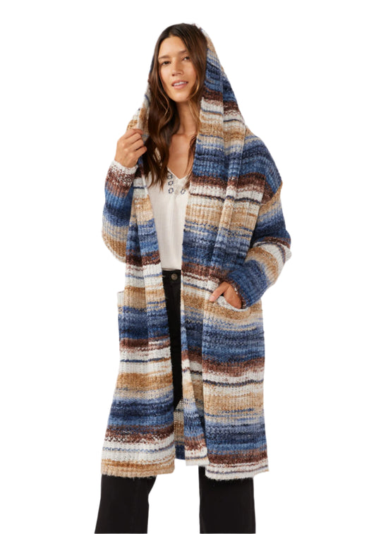 Knit Space Dye Long Sleeve Open Front Cardigan