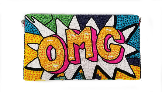 Beaded OMG Party Pop Art Clutch