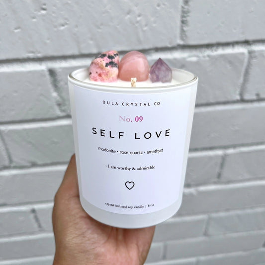 Self Love - Crystal Infused Soy Candle