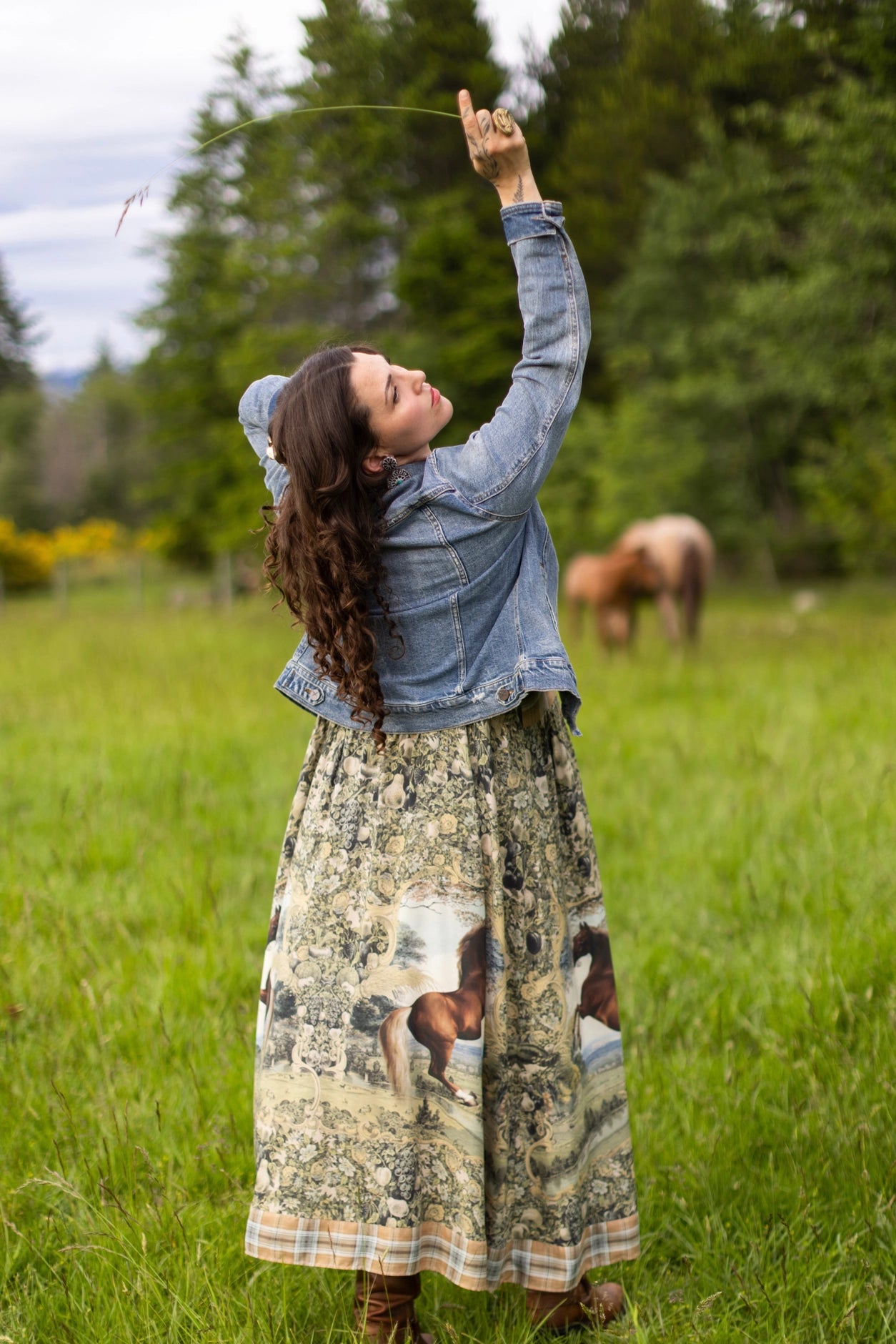 Born To Run Bohéme Reversible Long Maxi Slip Dress Horse & Plaid - Pre-Order - Ships In August