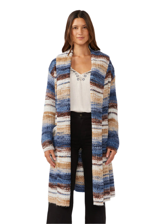 Knit Space Dye Long Sleeve Open Front Cardigan