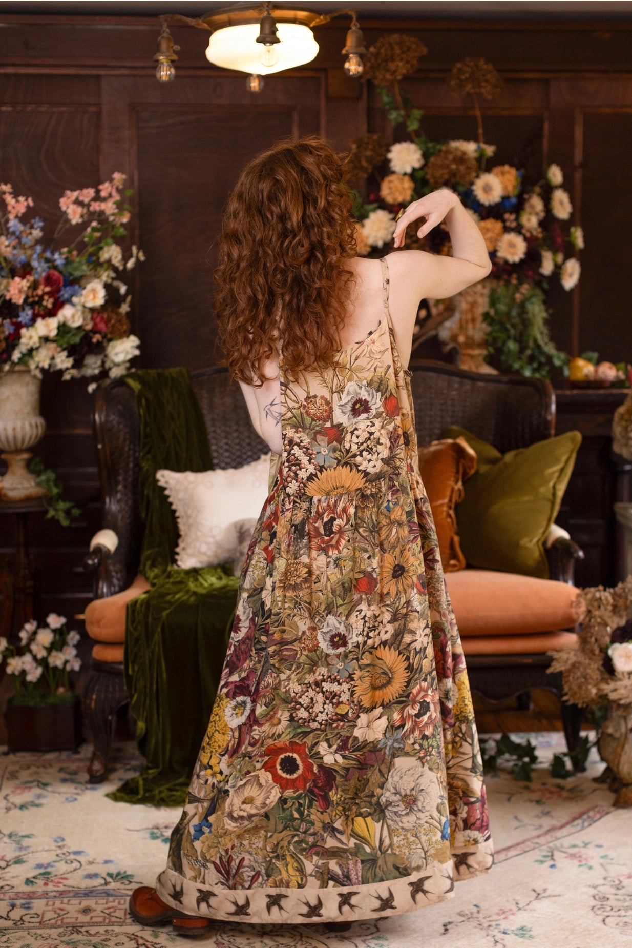 Golden Hour Bohéme Long Maxi Slip Dress w/ Floral Print Pre-Order Ships August 2026