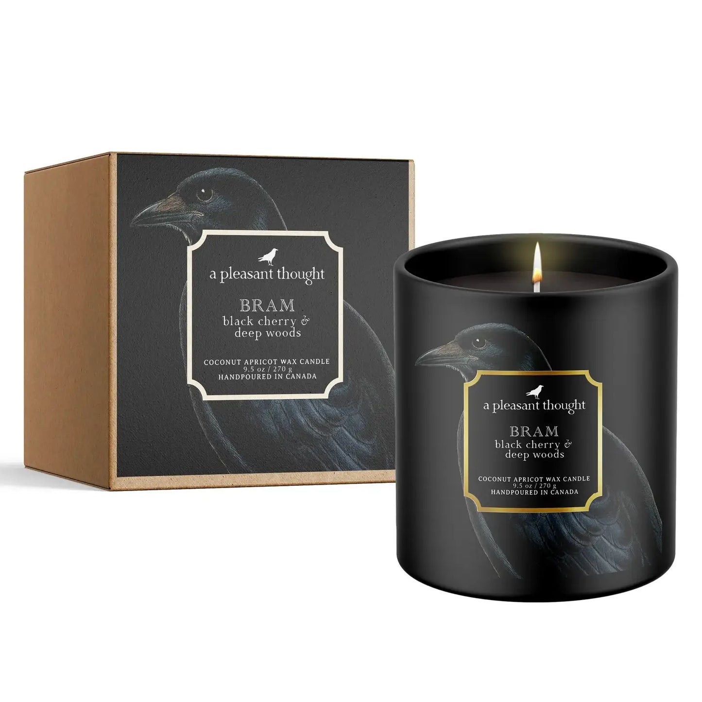 Bram | Black Cherry & Deep Woods | Raven Candle -  A Pleasant Thought Candle Co