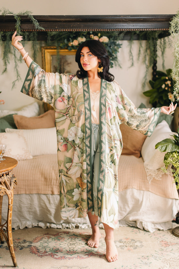 Fleur De Soleil Opera Duster Kimono Robe w/ Florals Pre-Order March 2026