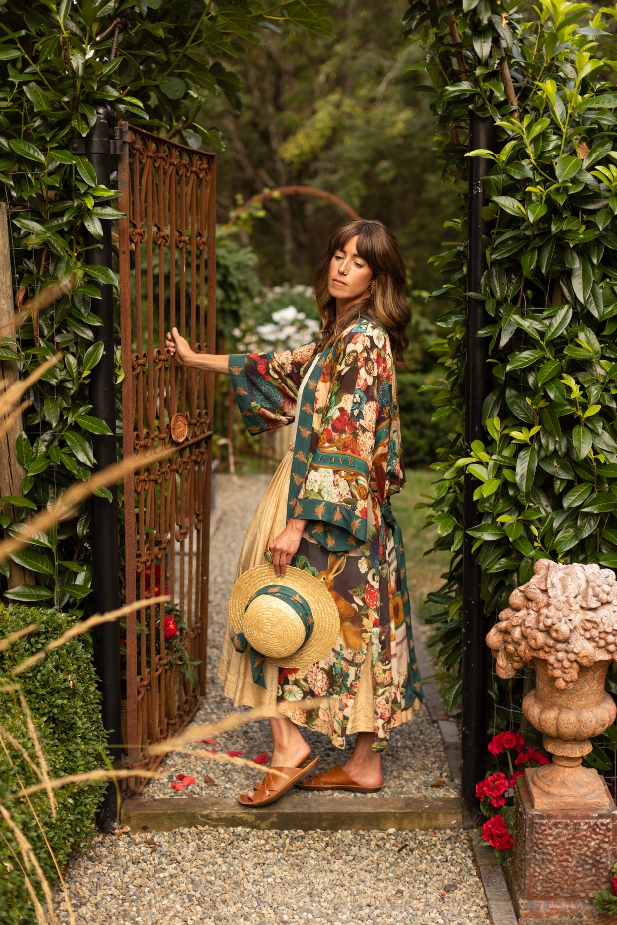 Stay Gold Opera Duster Kimono Robe w/ Rabbits Flowers & Bees Pre-Order Bliss by Cori Boutique Stay Gold Opera Duster Kimono Robe w/ Rabbits Flowers & Bees Pre-Order Bliss by Cori Boutique