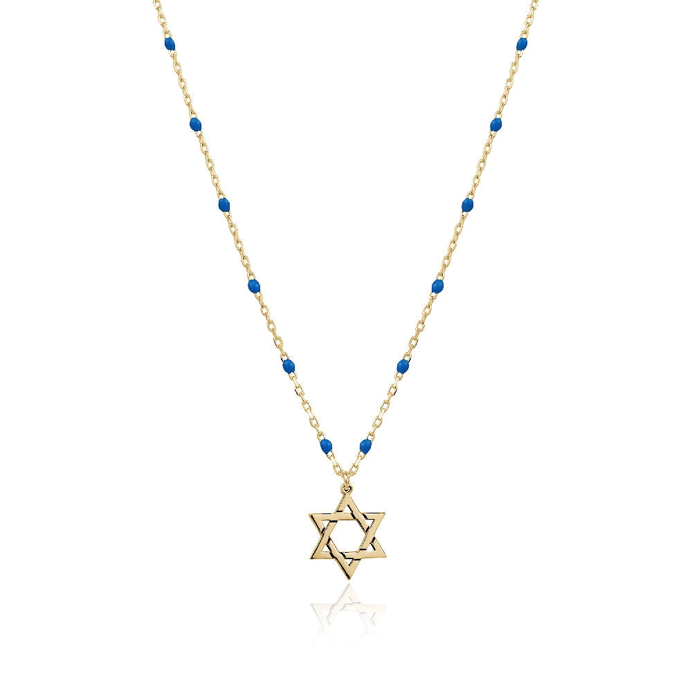 Rosary Chain Star of David Necklace - Available In 4 Colors