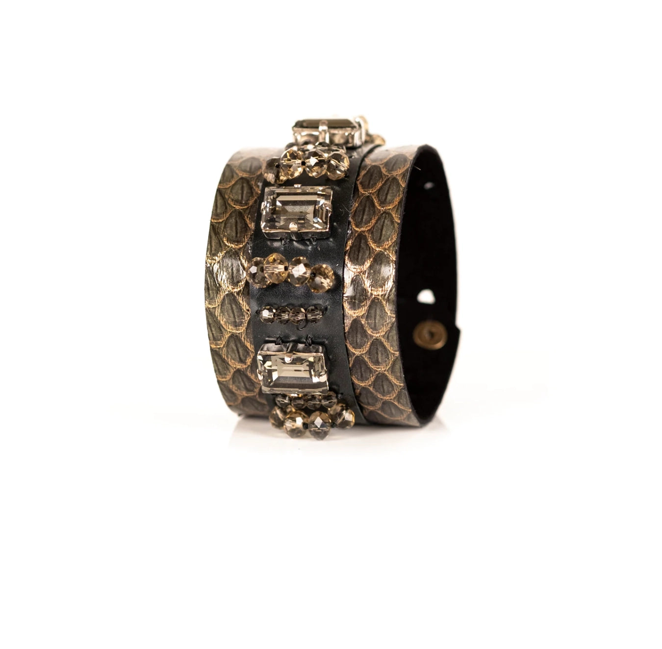 The Sparkler Snake Skin Leather Cuff With Swarovski Crystals