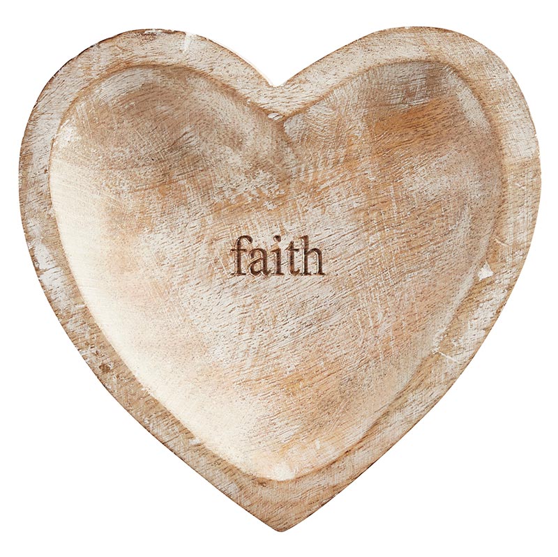 Wood Heart Dish - Faith