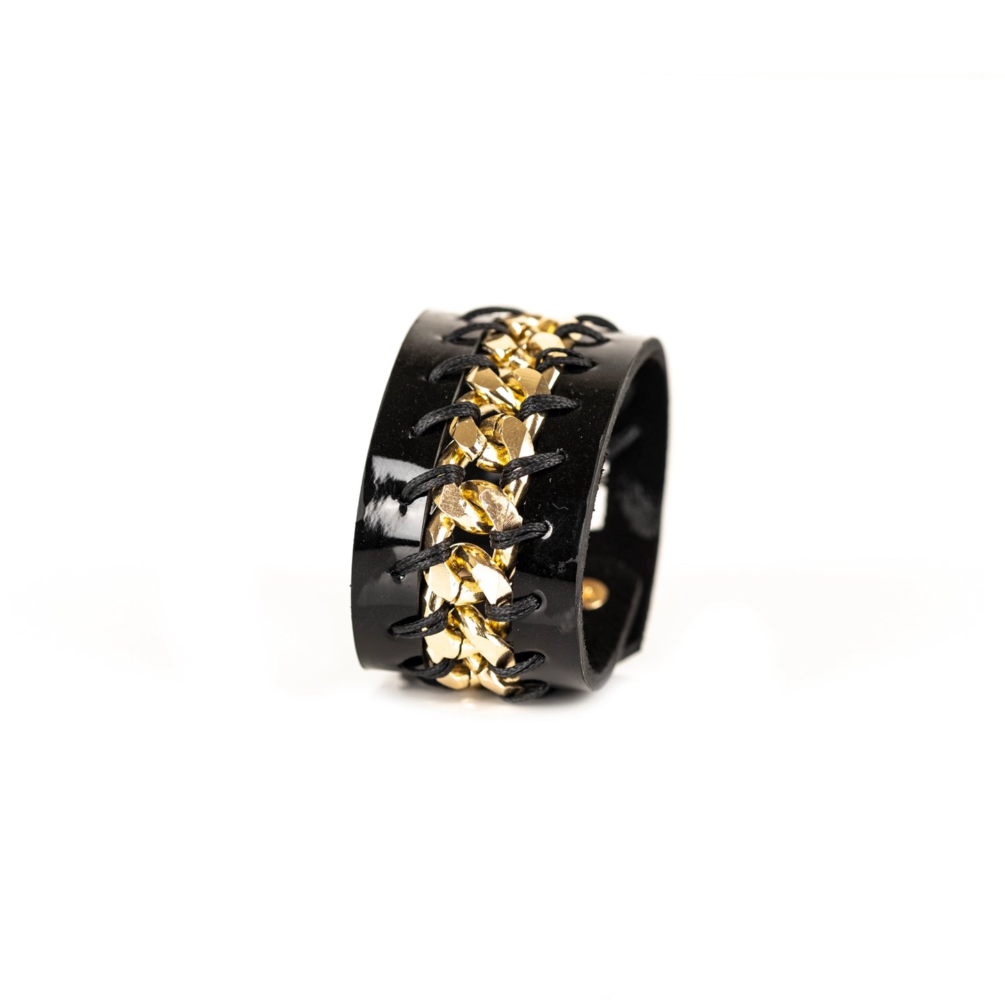 The Intertwined Black Leather Cuff Bracelet