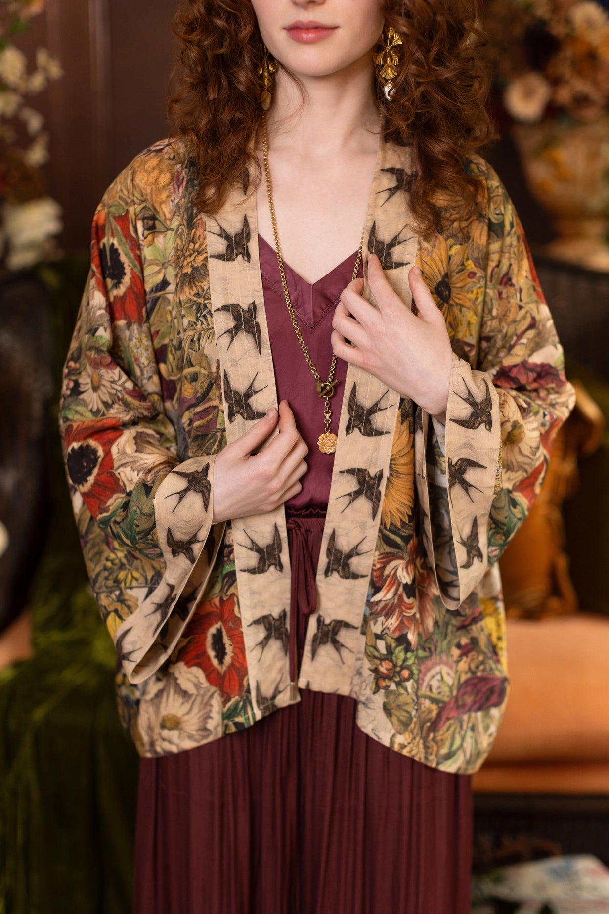 Golden Hour Pixie Duster Crop Kimono w/ Floral Print Pre-Order - Ships August 2026