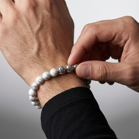 White Howlite Beaded Bracelet