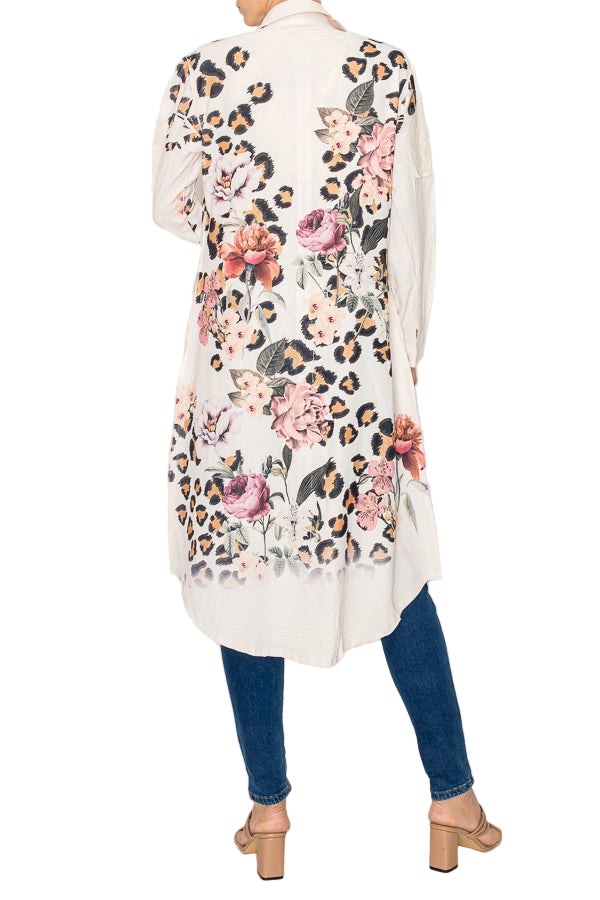 Leo Rose Relaxed Longline Jacket with Lace Details & Pockets - Ships Late September