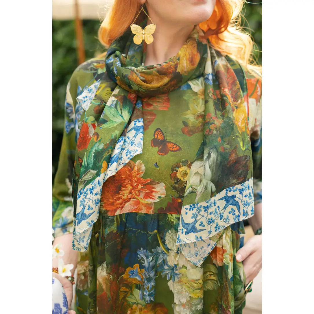 Flora Poetica Botanical Bird & Butterfly Scarf
