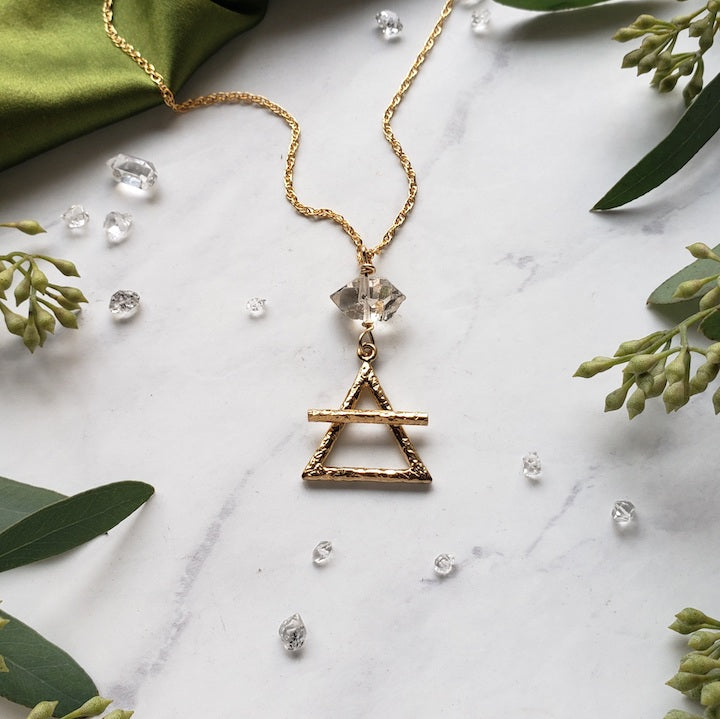 Gold Alchemy Element Necklace - Fire - Water - Air - Earth