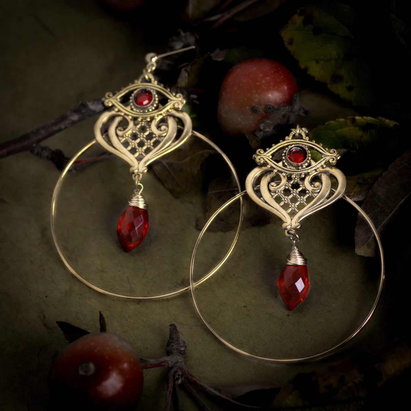 Pomegranate Hoop Earrings
