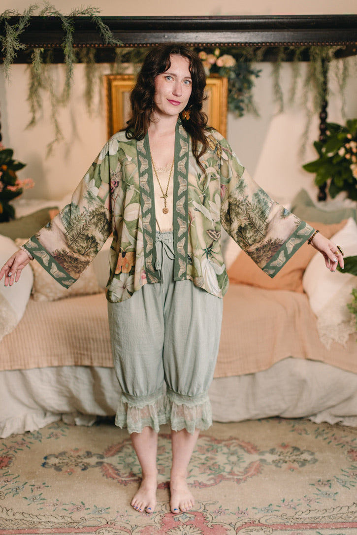 Fleur De Soleil Pixie Crop Kimono w/ Florals & Butterfly Pre-Order March 2026