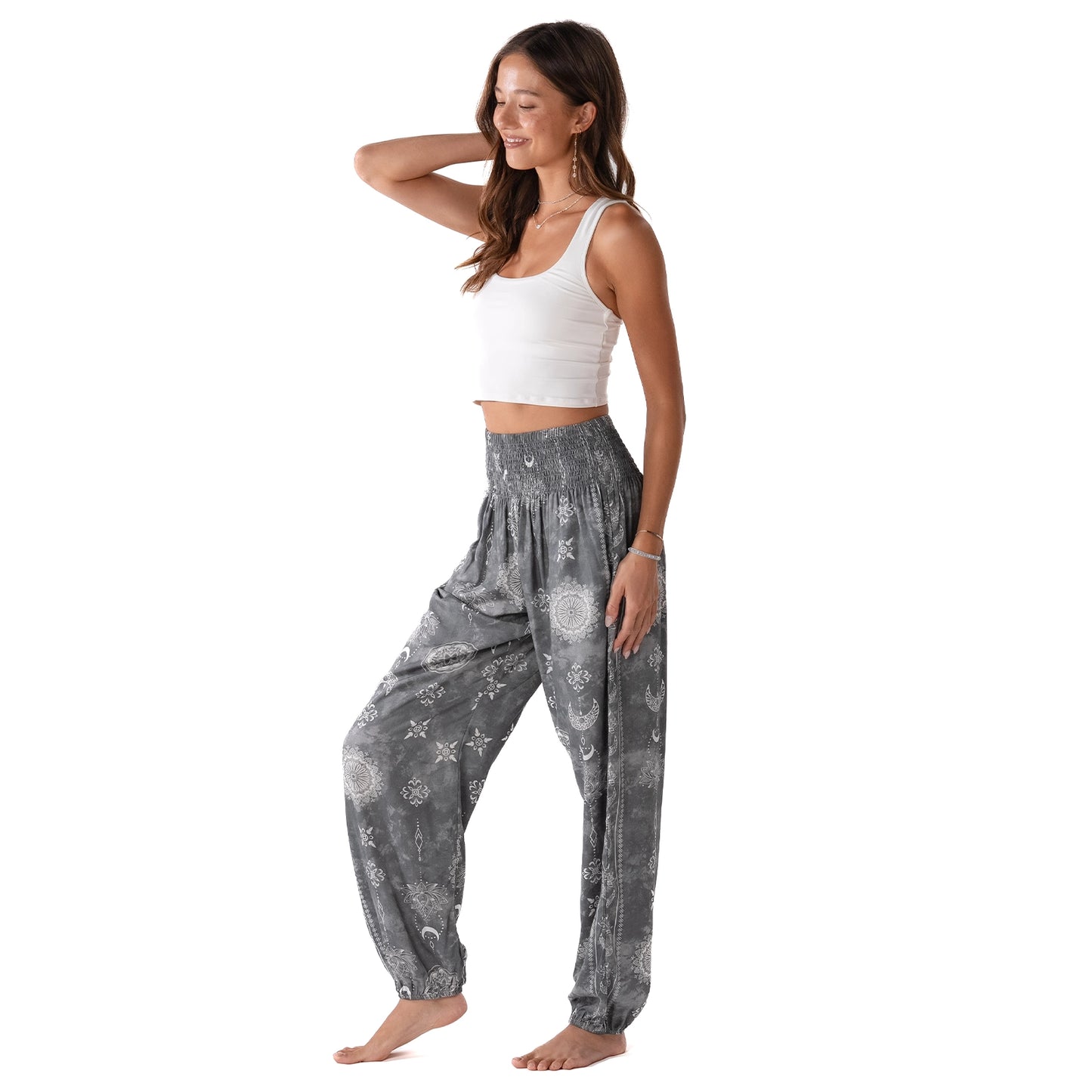 Celestial Grey Harem Pants with Pockets